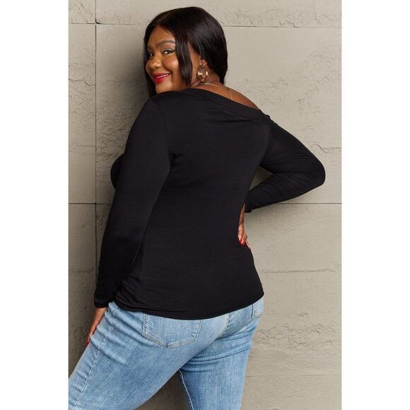 Culture Code Fall For You Full Size Asymetrical Neck Long Sleeve Top - Picture 9 of 10